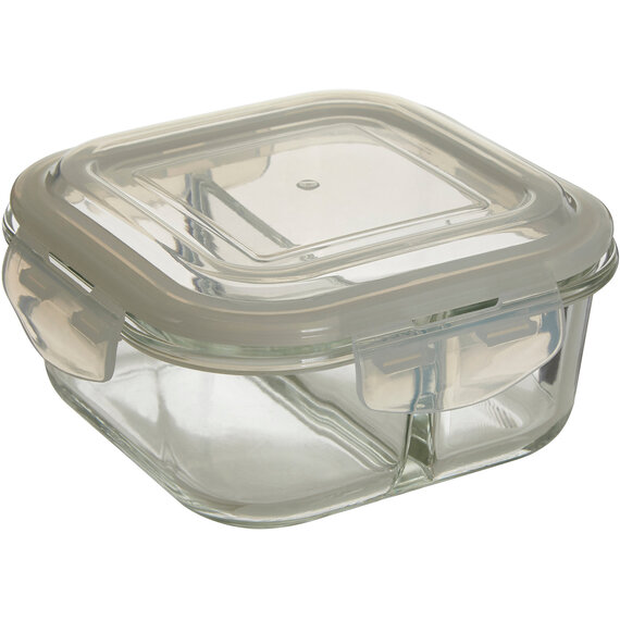 Freska 2 Section Square Glass Container With Lid 800 ml