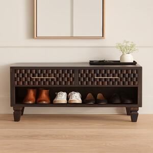 Solid Wood Cadiz Carved Shoe Storage Bench