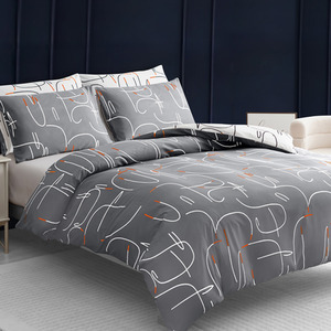 Double Brushed Microfiber Zipper Closure Reversible Duvet Cover Set