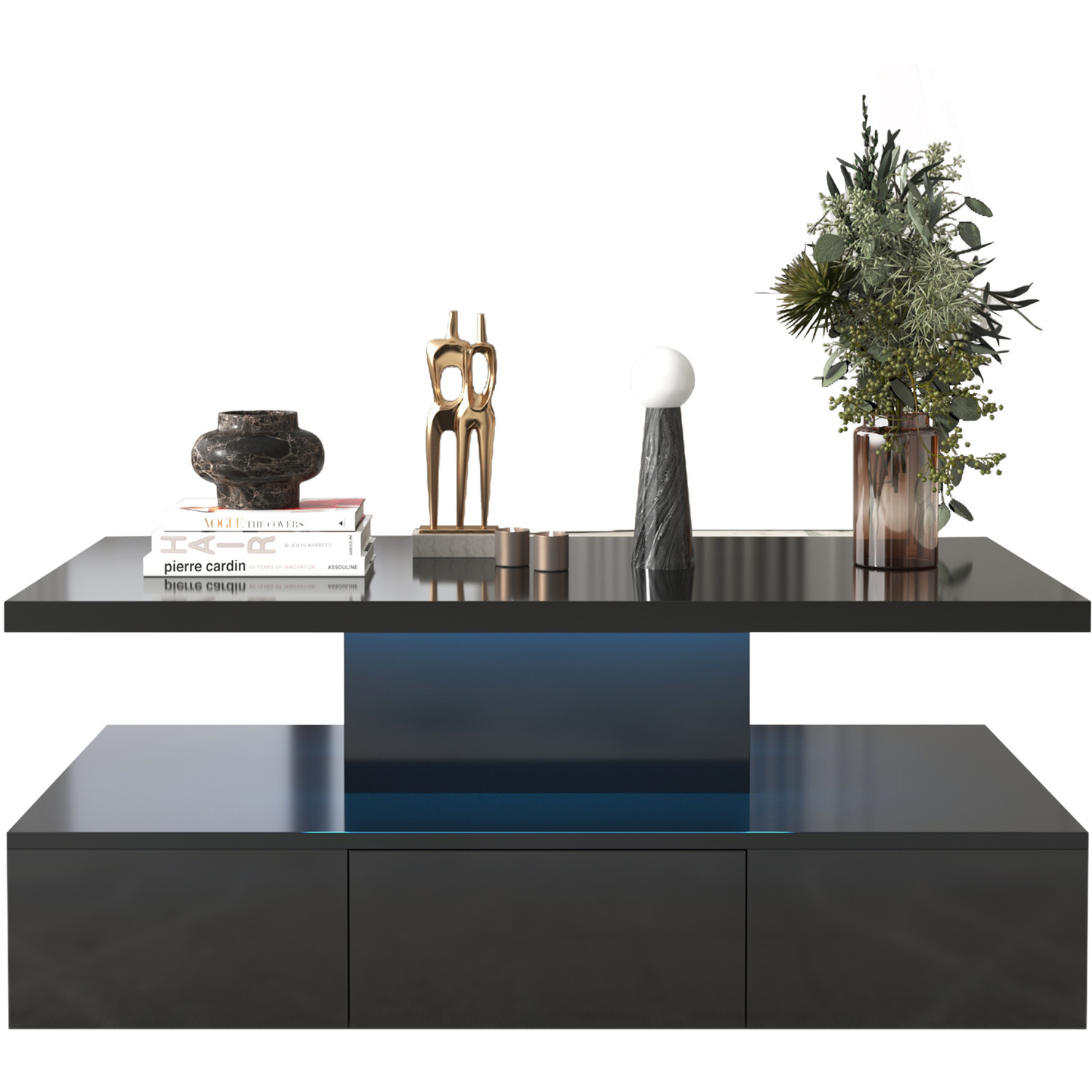 Modern High Gloss Led Coffee Table - Black