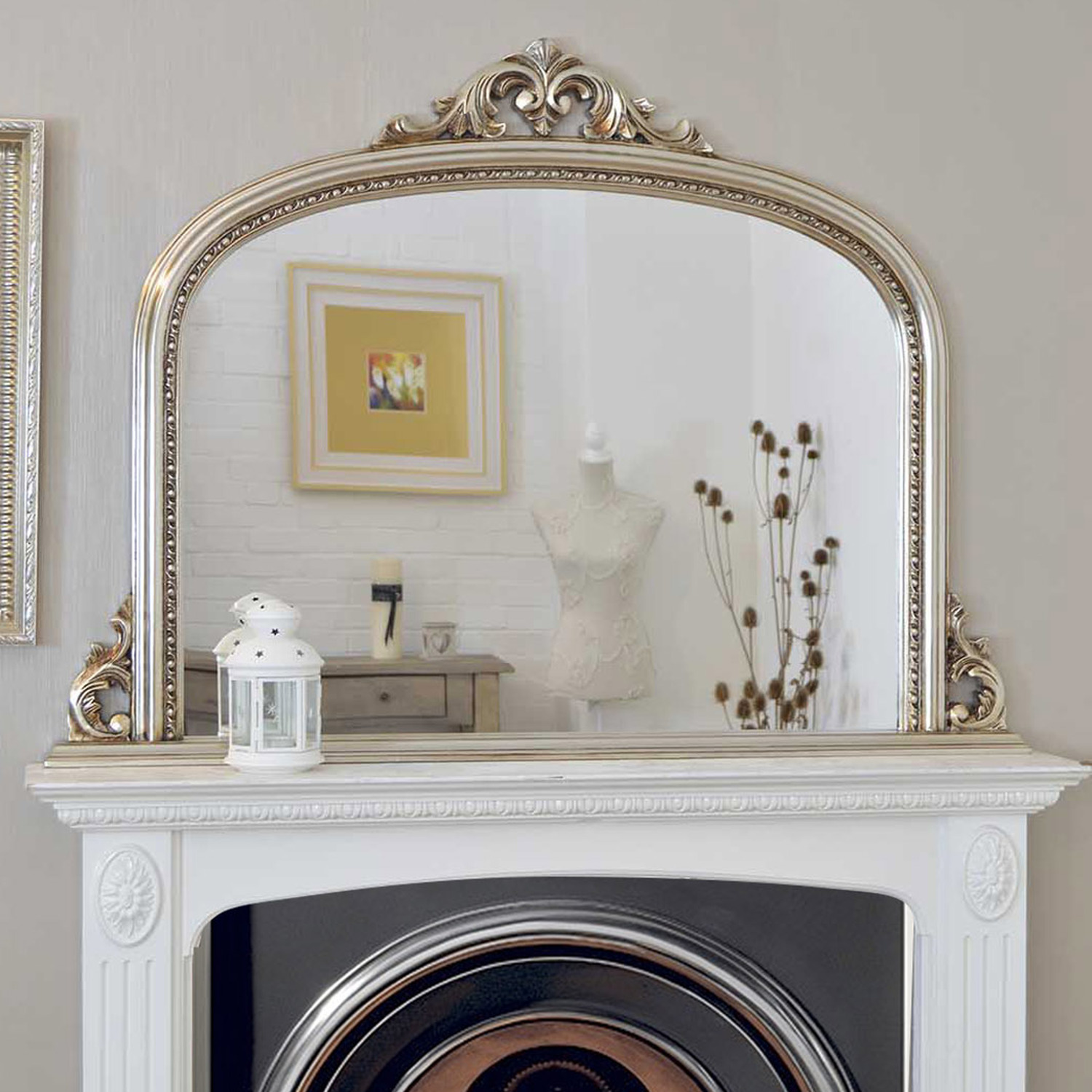 Image of Bowler Silver Decorative Large Overmantle Mirror&hellip;