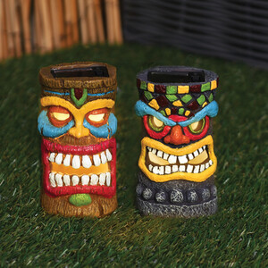 Solar Mini Tiki Heads Decoration