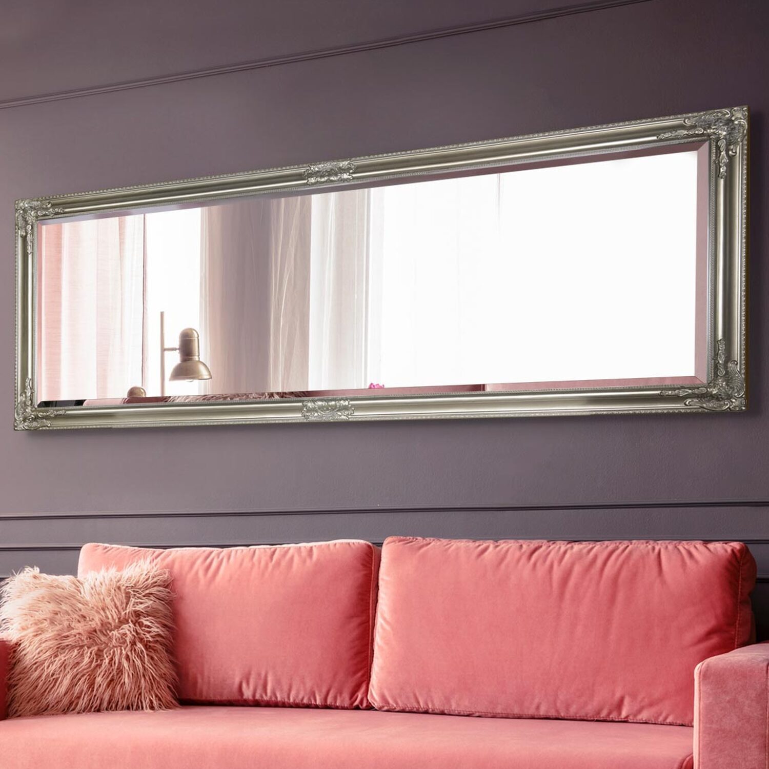 MirrorOutlet Caspian Silver Full Length Mirror - Silver