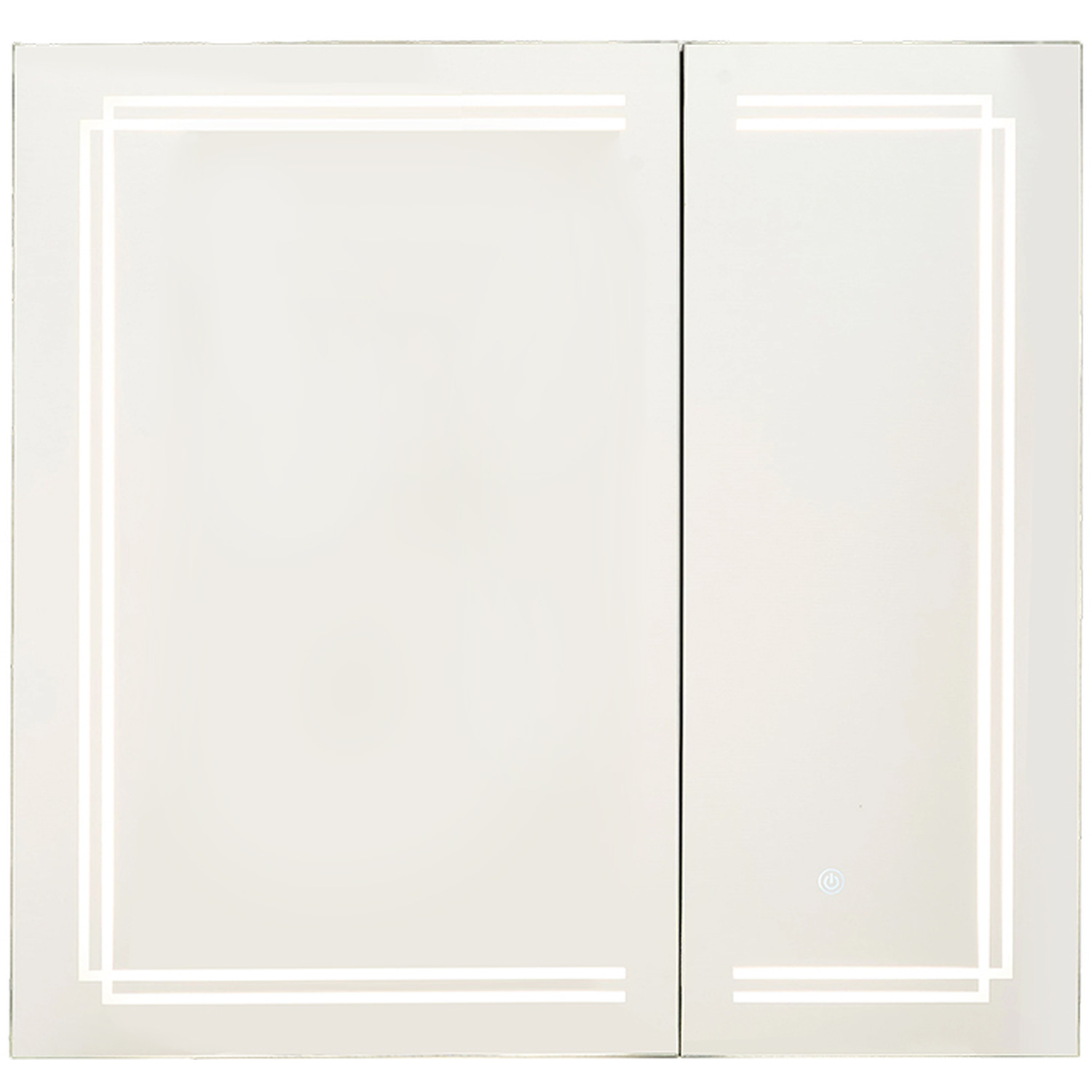 Modern Wall Mounted Bathroom Mirror Cabinet With Led Lights - Black Silver