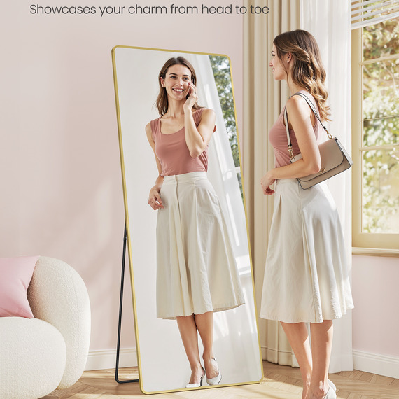  Full Length Mirror, Rectangle Full Body Mirror with Stand