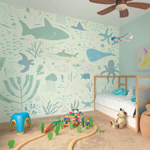 Underwater Adventures Seafoam Wall Mural