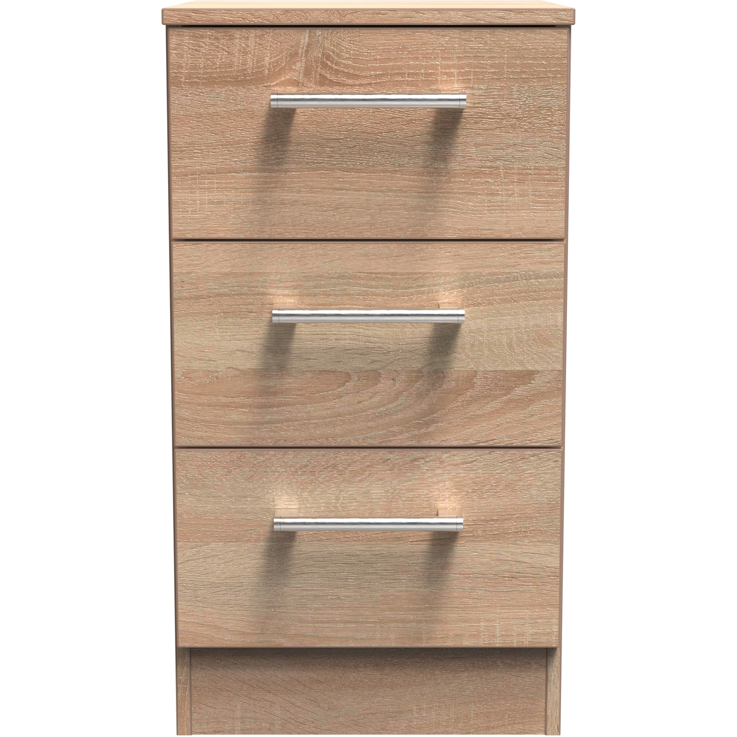 Devon Ready Assembled 3 Drawer Bedside Cabinet - Bardolino Oak