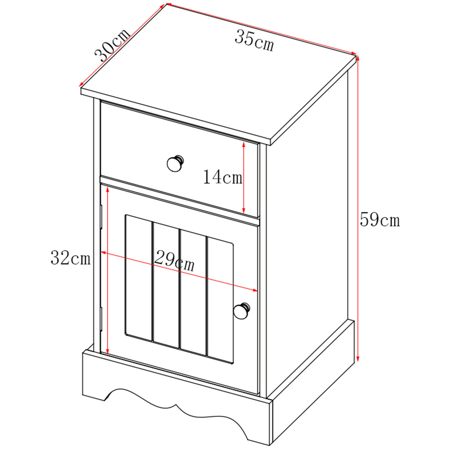 Hmd Bedside Table 1 Or 2 -white Or Grey - White 1