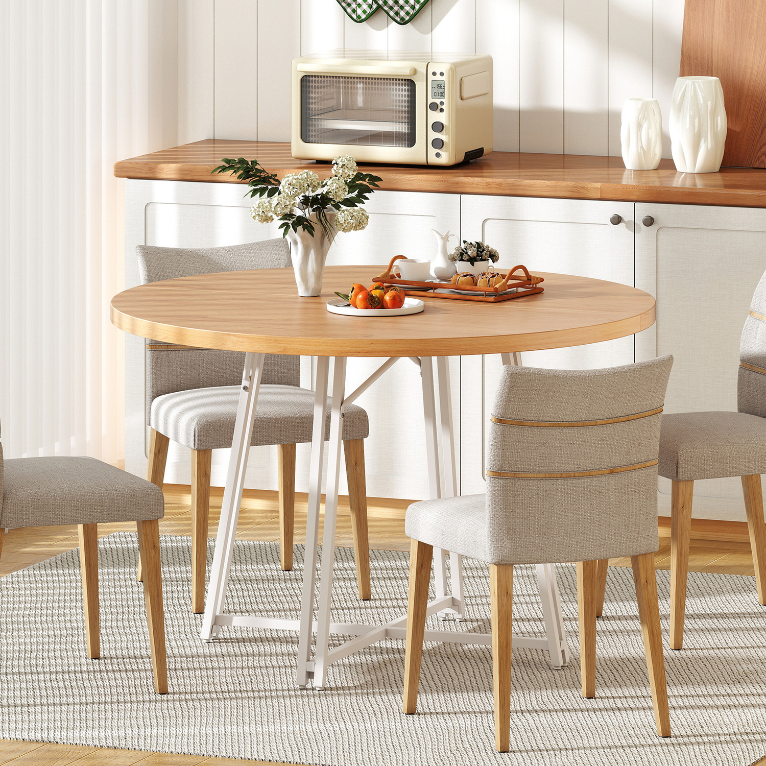 Dining Table Round Kitchen Table - Natural