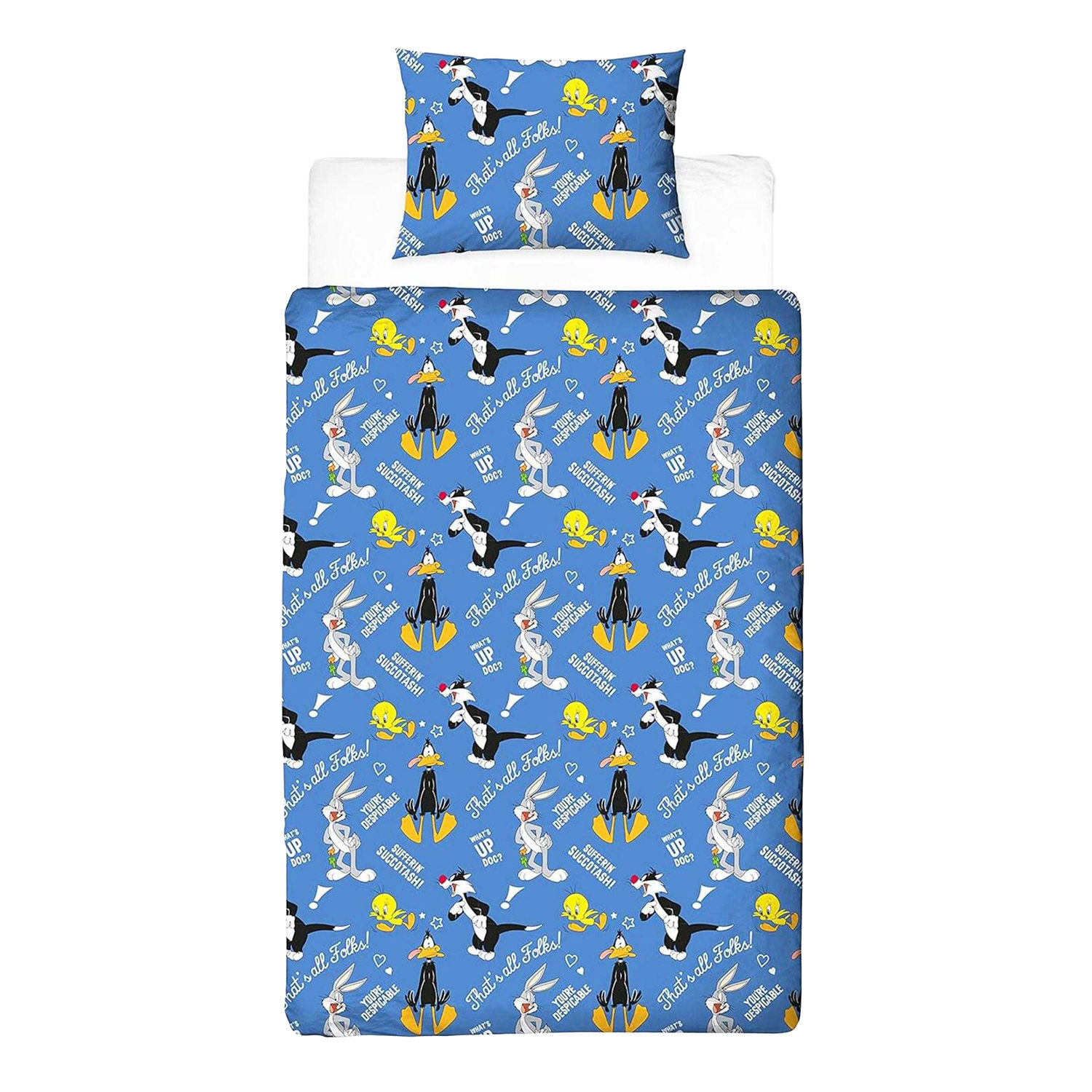 Looney Tunes Thats´S All Folks Reversible Duvet Set - Blue/White/Yellow/Black