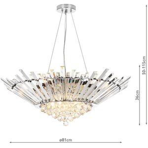 Nimbus 11 Light Chandelier Crystal and Polished Chrome