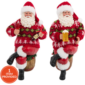 Christmas Barrel Sitting Santa Decoration