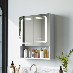 LED Mirror Cabinet with Double Door Storage