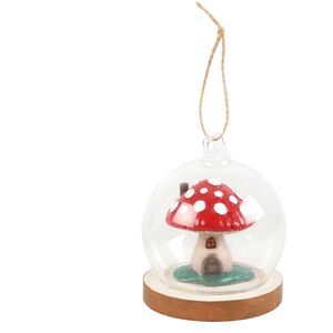 Something Different Glass Mushroom House Hanging Decoration