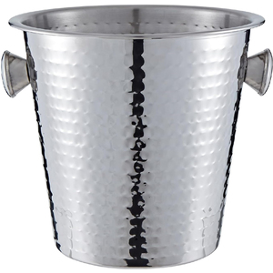 Buckingham Stainless Steel Champagne and Wine Bucket 21.5 cm, 4.8 Litre, Hammered Effect