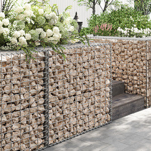 SONGMICS Metal Gabion Basket for Garden Decor, 100 x 90 x 30 cm