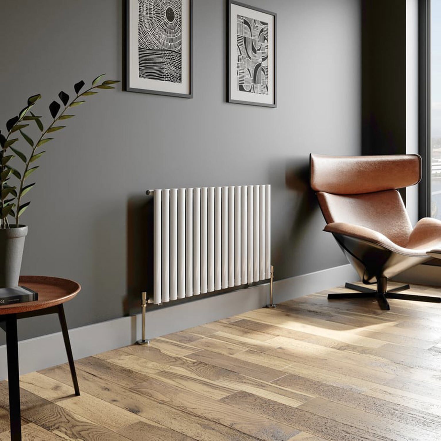 Temprazo Vertical Oval Tube Single Panel Designer Radiator - 1800 X 480Mm White - White / 600Mm / 1020Mm