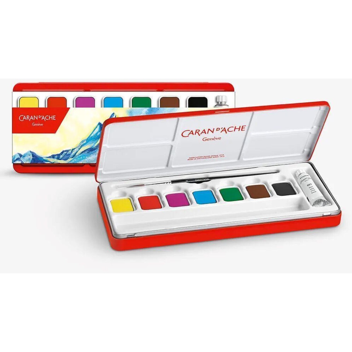 Caran d'Ache : Studio Gouache : Set of 7 Pans & 10ml White - Image 2