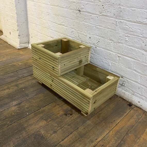 Two-Tier Wooden Decking Planter