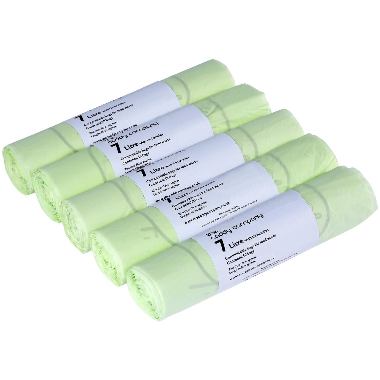 Caddy Company 7 Litre Tie Handle Compostable Food Waste Bin Bags - Green / 5 - Image 4