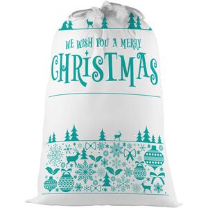 We Wish You a Merry Christmas Present Bag - Novelty Xmas Santa Sack with Drawstring