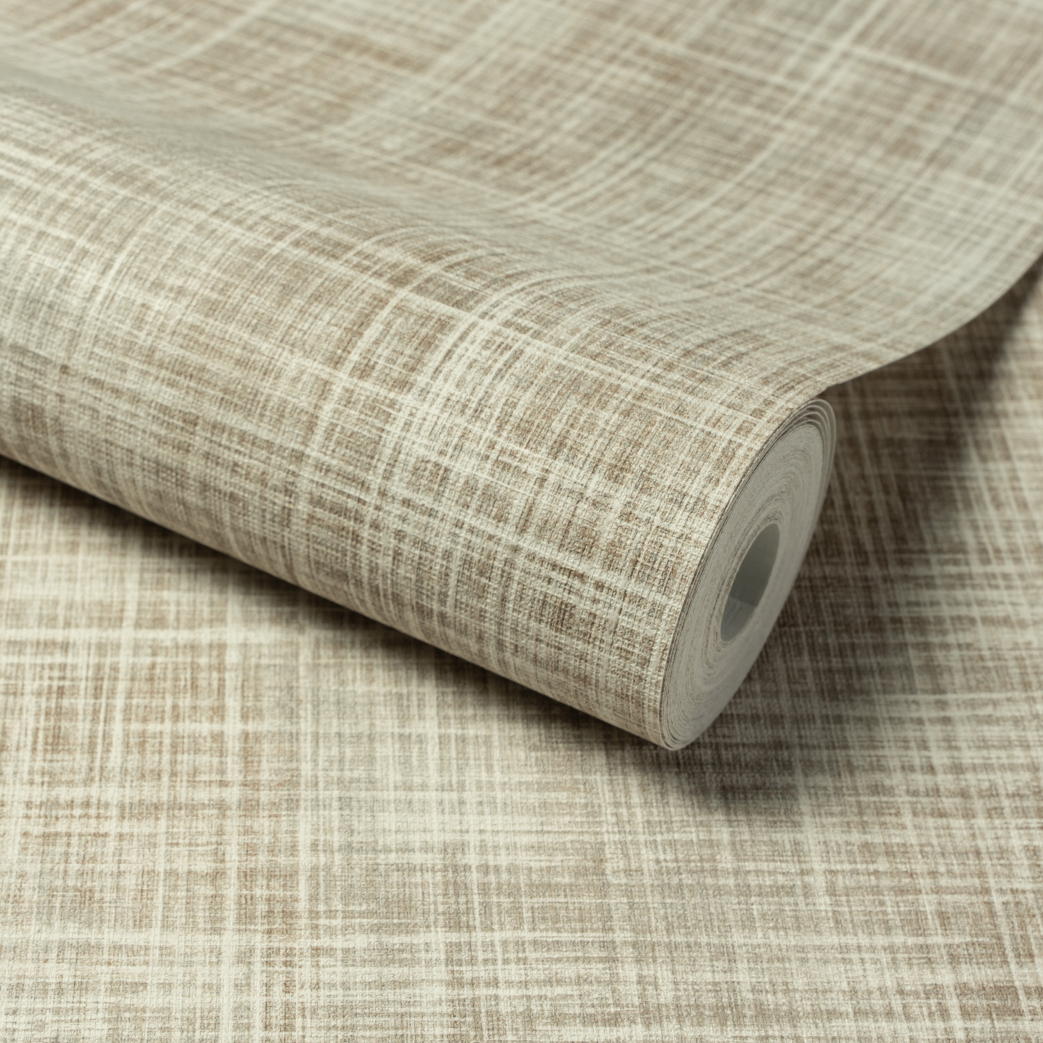 Brushed Check Tweed Fabric Effect Wallpaper Beige Cream Paste The Wall Vinyl - Image 3