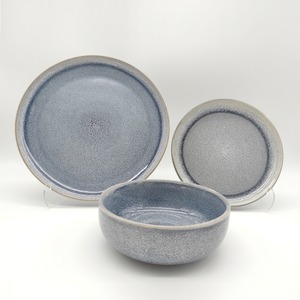 Reactive Ash Blue Glaze Dinner Set Plates Bowls Set