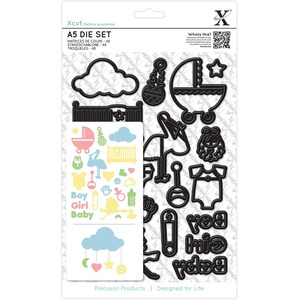 Xcut A5 Dies Set, New Baby Icons, 23 Pieces, Carbon Steel, Art Craft, Cutting