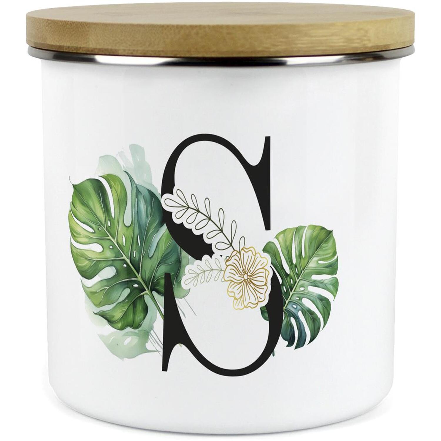 Purely Home Green & Gold Letter S Large Storage Canister