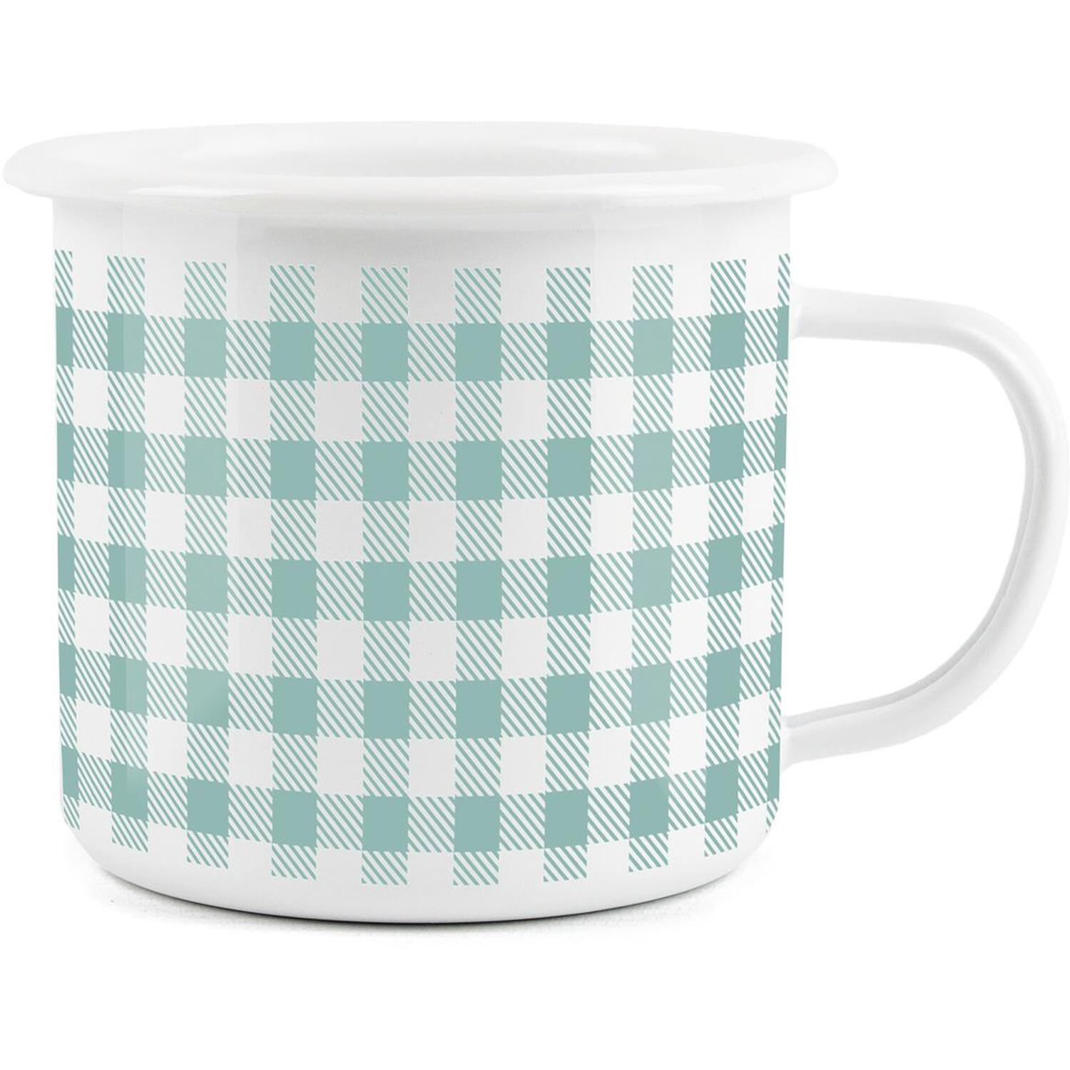 Purely Home Gingham Print Enamel Mug - Blue