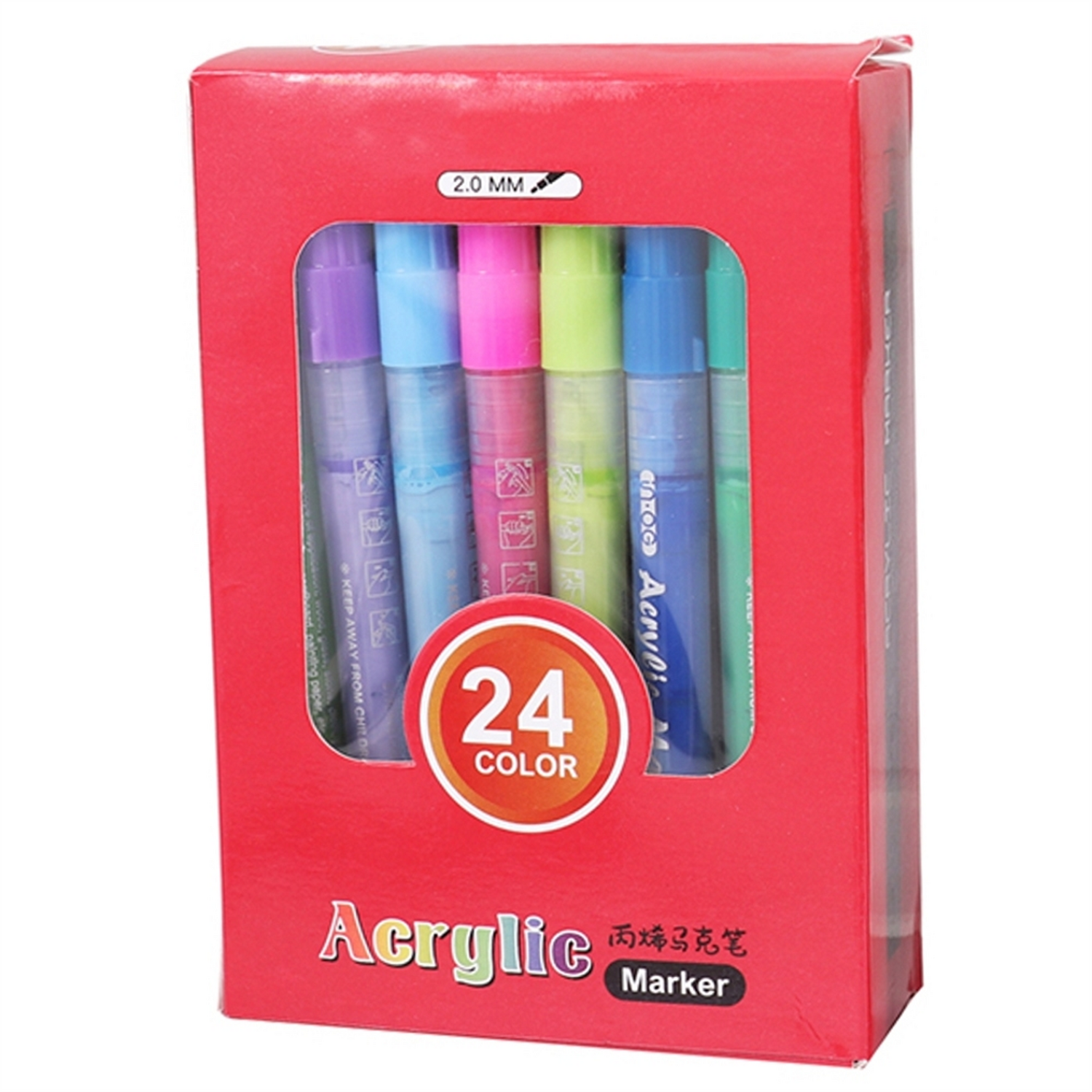 Foska 24Assortedcolouracrylicmarkerpens - Multi