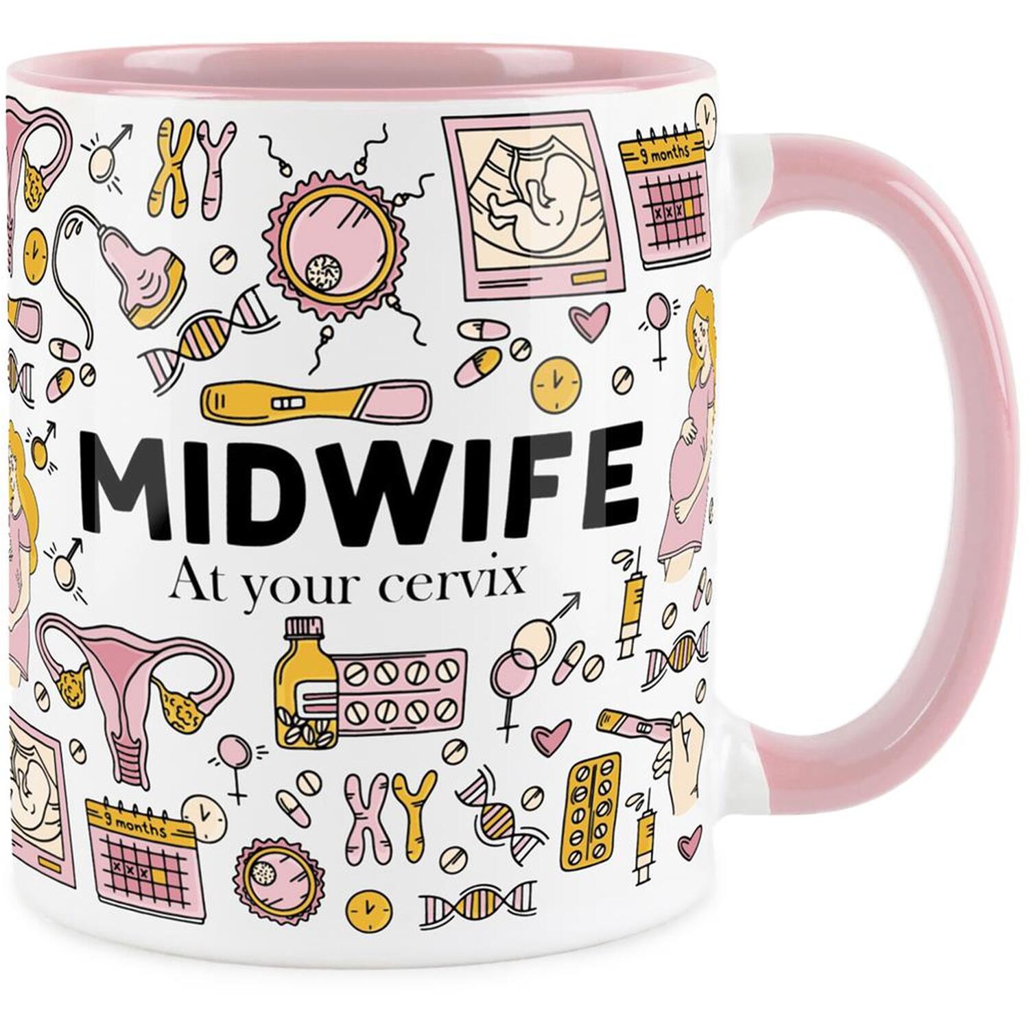 Purely Home Novelty Midwife Pink Mug - Coffee/Tea Ceramic Cup Gift - Pink