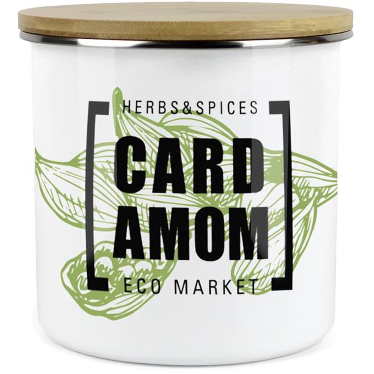 B&Q -  Cardamom Spice JarMini Storage CanisterGreen Cooking Herbs Enamel Food Storage Container - Image 3