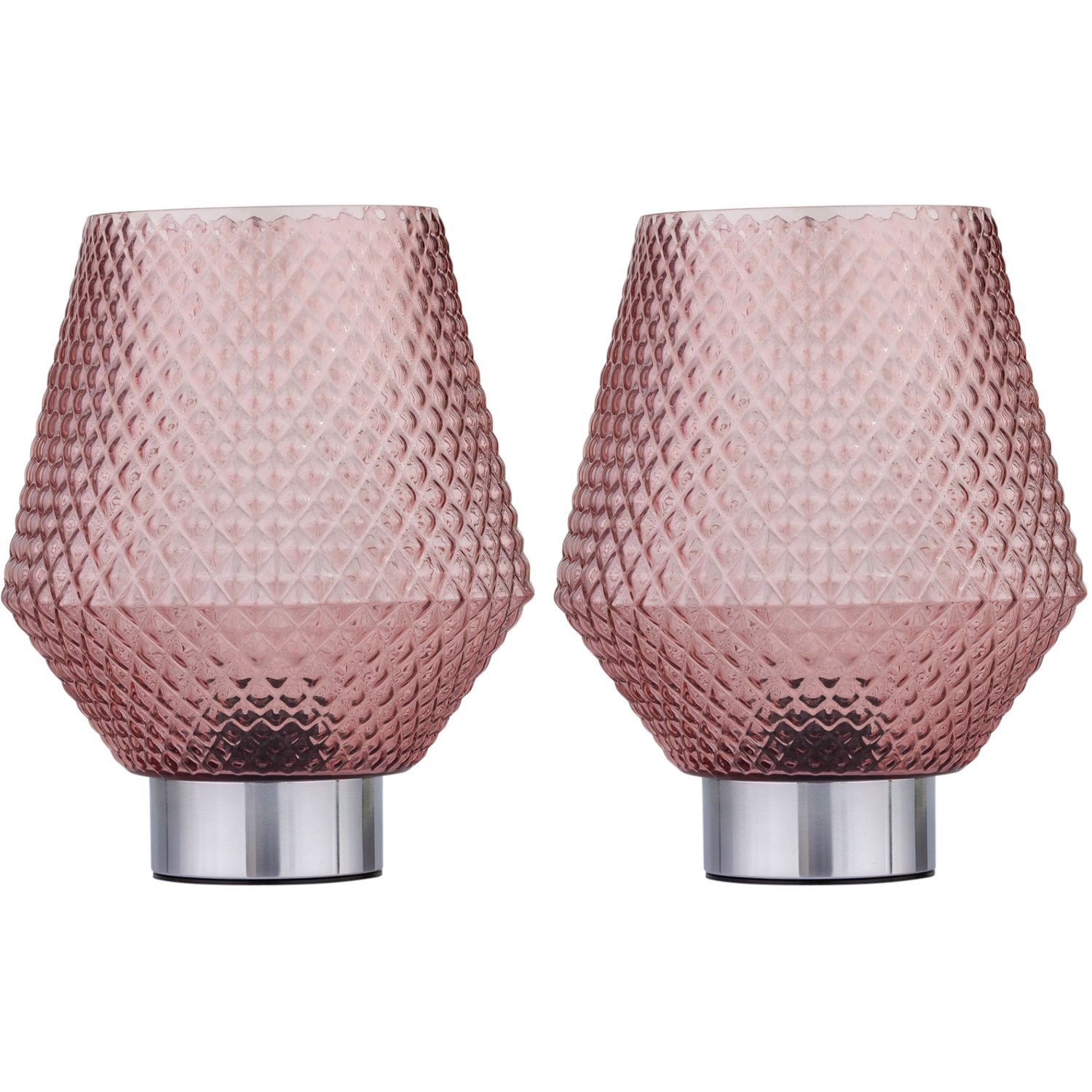 First Choice Lighting Set Of 2 Porter Table Lamps - Chrome & Pink