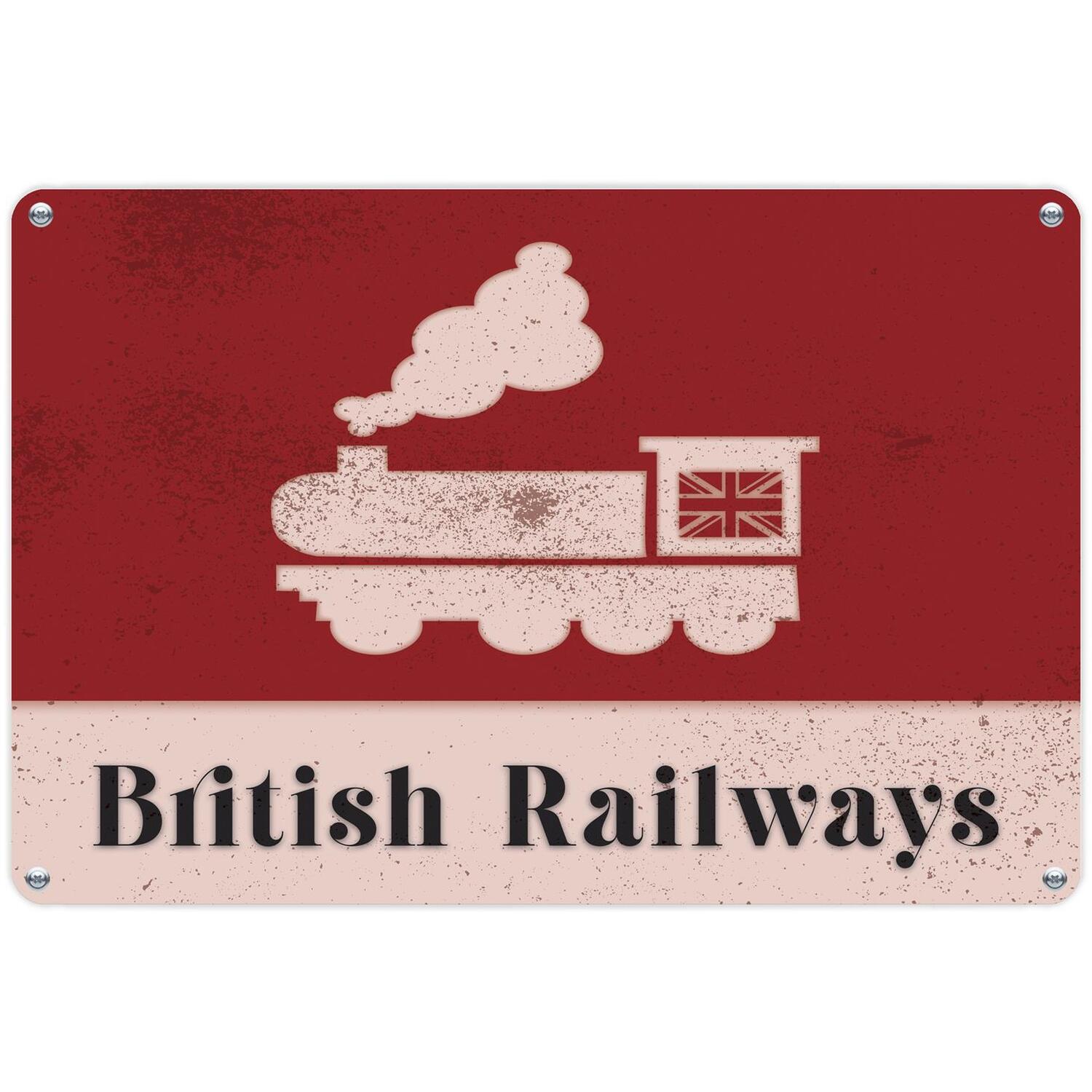 Retro Train Landscape Metal Wall Plaque - Home Décor Gift - Station Master - British Railways