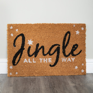 Jingle All The Way Coir Doormat with PVC Backing - Brown