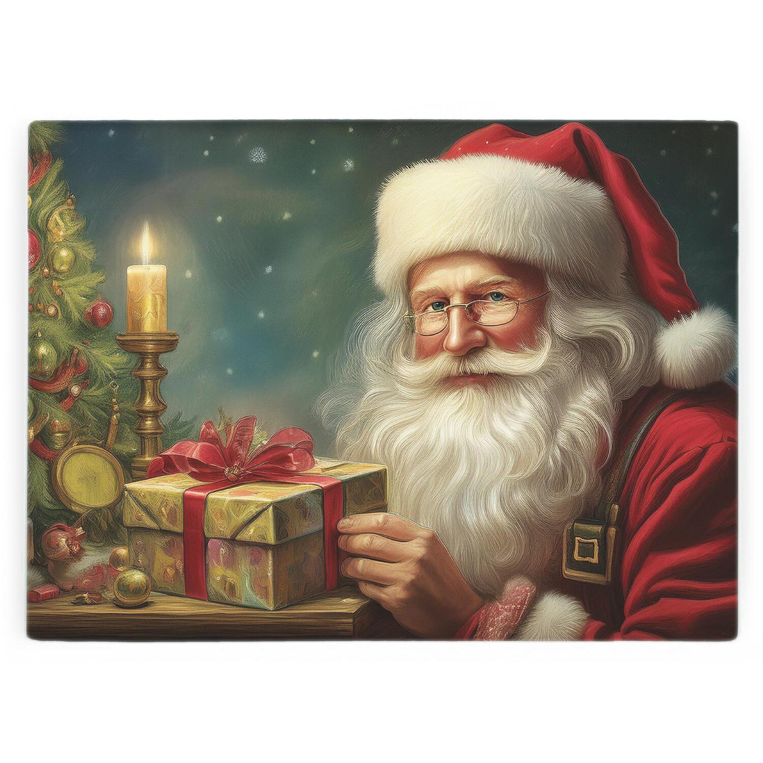Father Christmas Glass Worktop Saver - Xmas Gifts Kitchen Cutting Board - Image 2