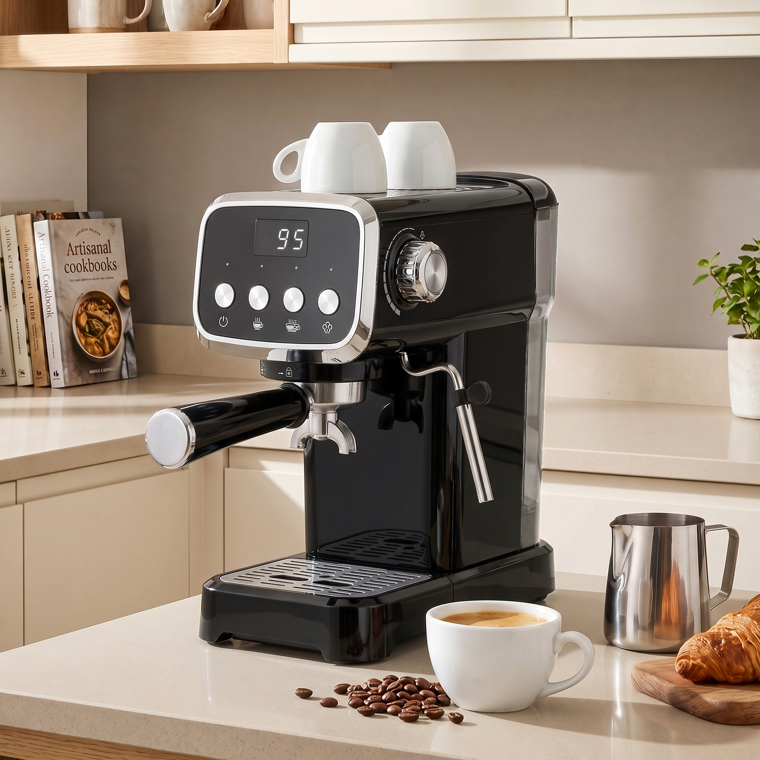 Homcom Black Espresso Machine, 20-Bar Cappuccino Coffee Maker With Frother Wand, 1.2 L Water Tank, - Image 3