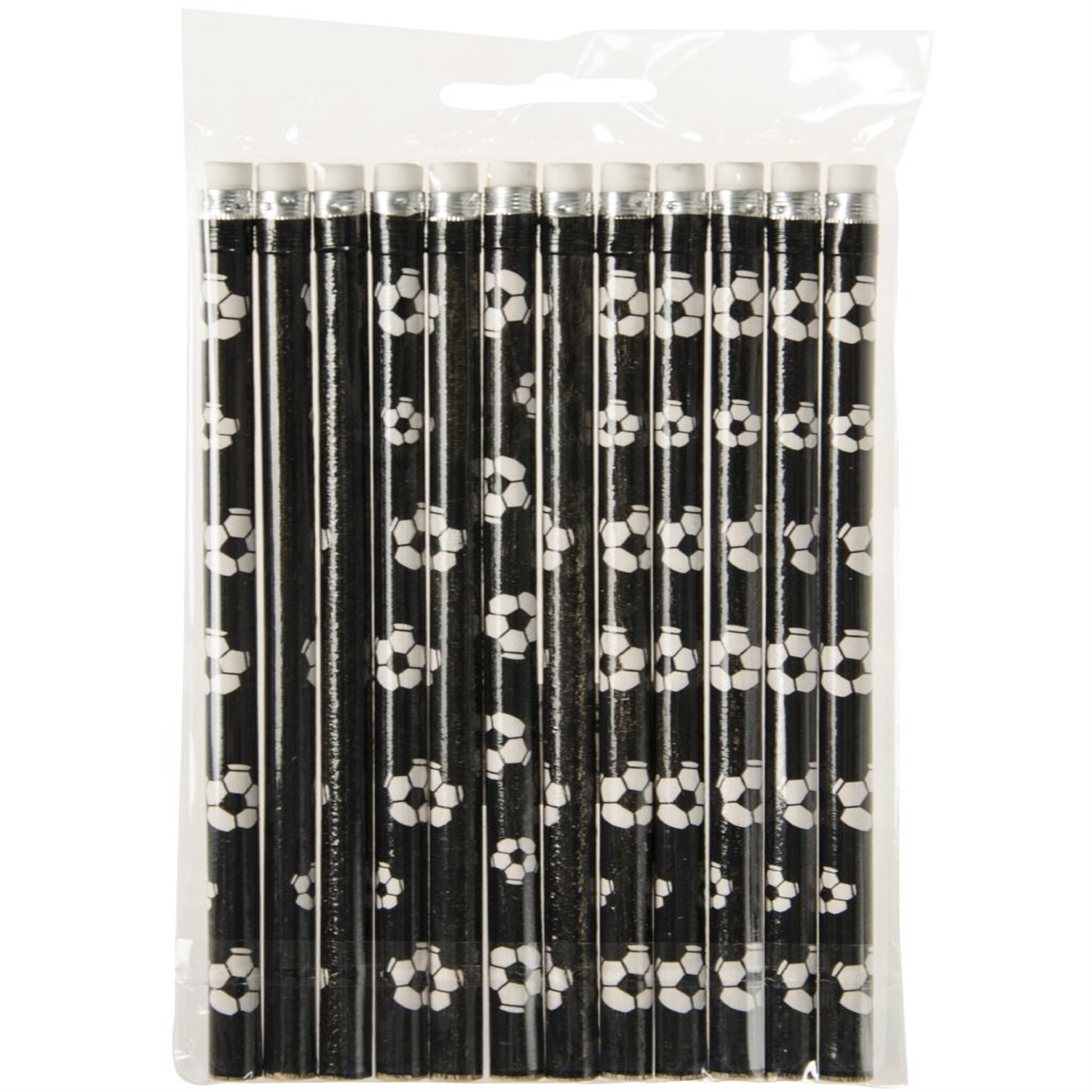 Lg-Imports Pack Of 12 Football Design Pencils With Eraser - White