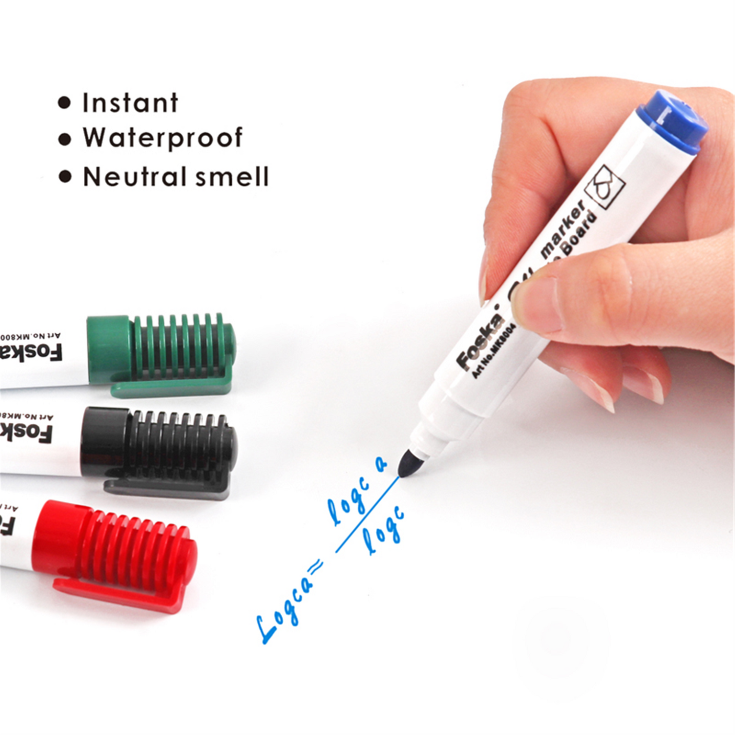 Foska Pack Of 12 Green Whiteboard Marker Pens - Bullet Point - Black