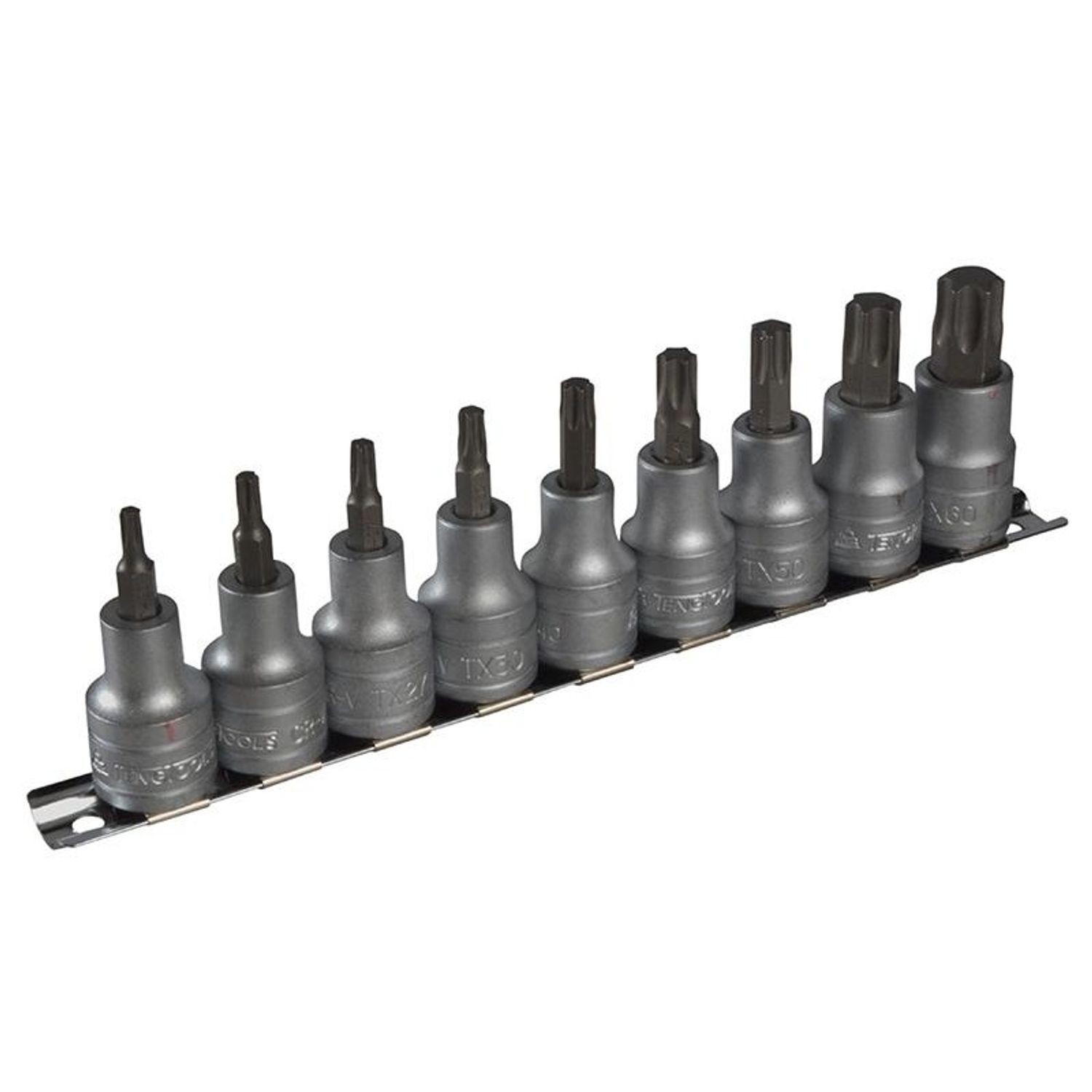 Teng M1213tx Socket Clip Rail Set Of 9 Internal Torx 1/2In Drive A - Multi Colour