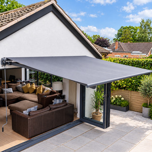 JSH Manual Retractable 2m or 4m Patio Awning Covering Hand Crank - Dark Grey
