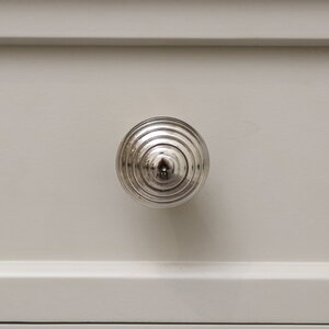 Round Shiny Silver Swirl Detailed Drawer Knob