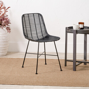 Woven Rattan Dining Chair - Black