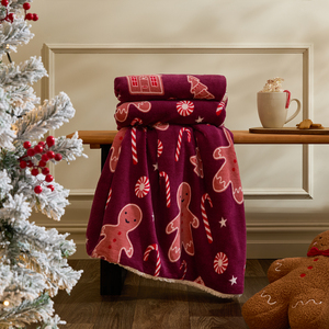 OHS Gingerbread Man Print Sherpa Fleece Throw