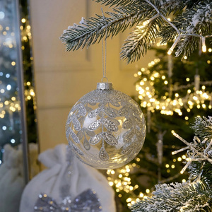 Glitter Leaf Patterned Bauble