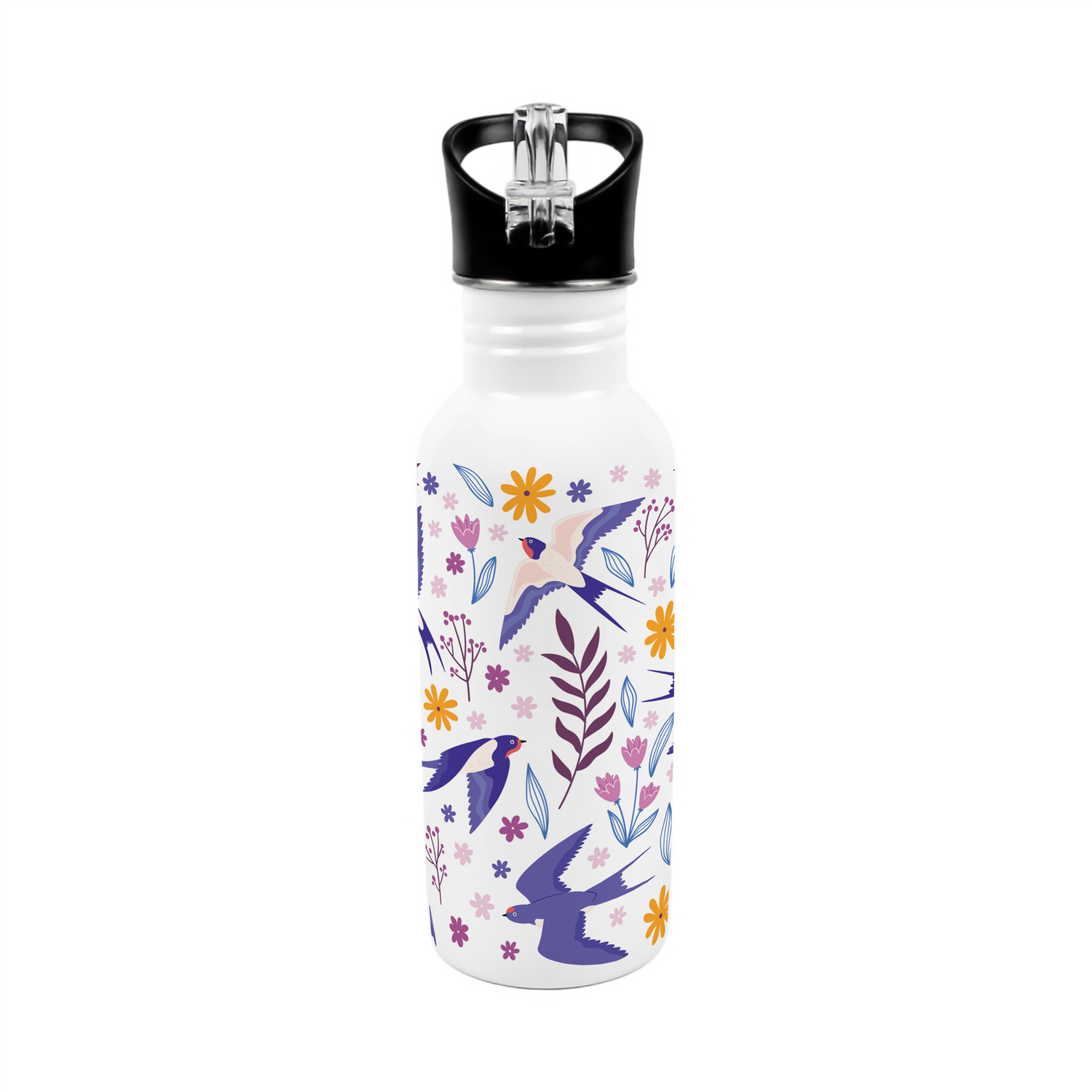 Purely Home Swallows & Flowers Metal Canteen Water Bottle - Multi