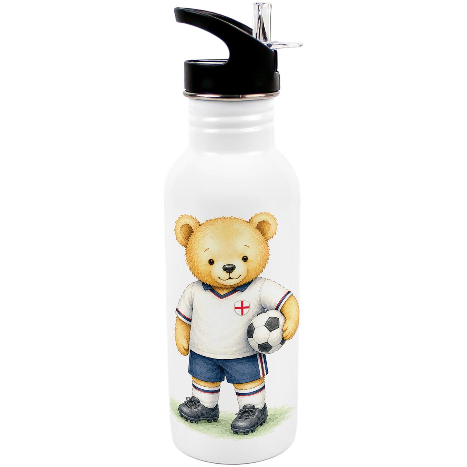 Purely Home Football Player Teddy Bear Kids Metal Canteen Water Bottle - Multi