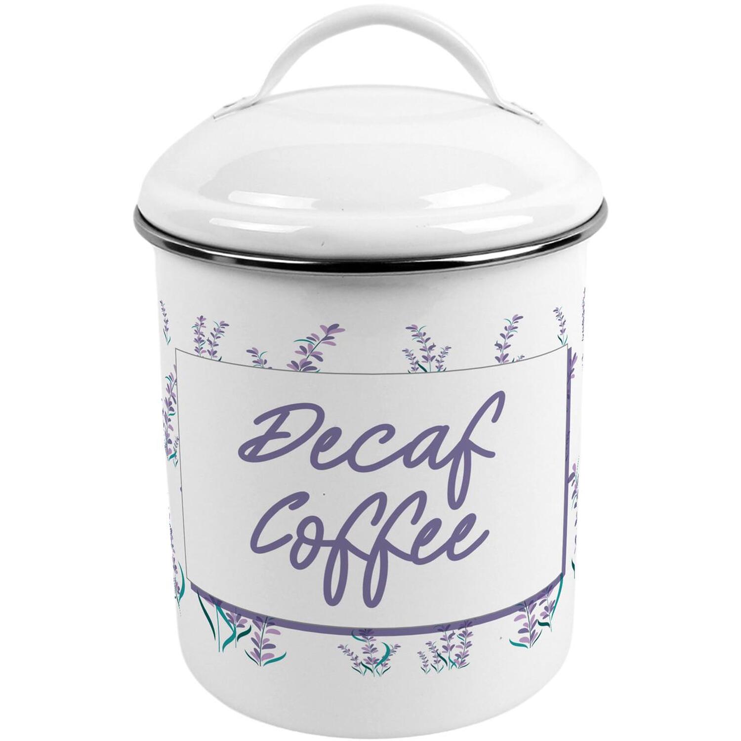 Purely Home Pretty Peonies Decaf Coffee Canister - Metal Kitchen Storage Container - Peach