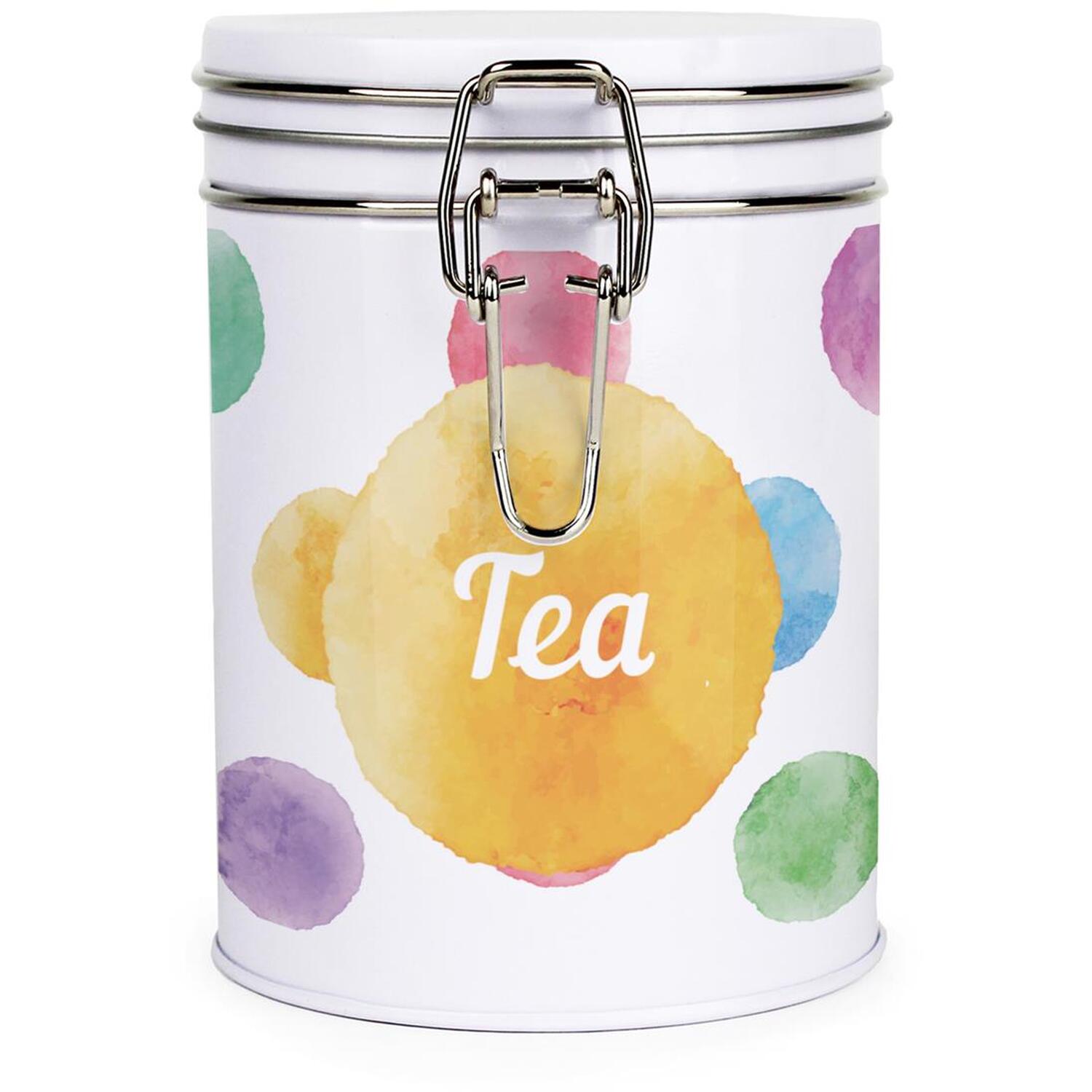 B&Q -  Colourful Polka Dots Clip-Lid Kitchen Storage CanisterTea - Image 3